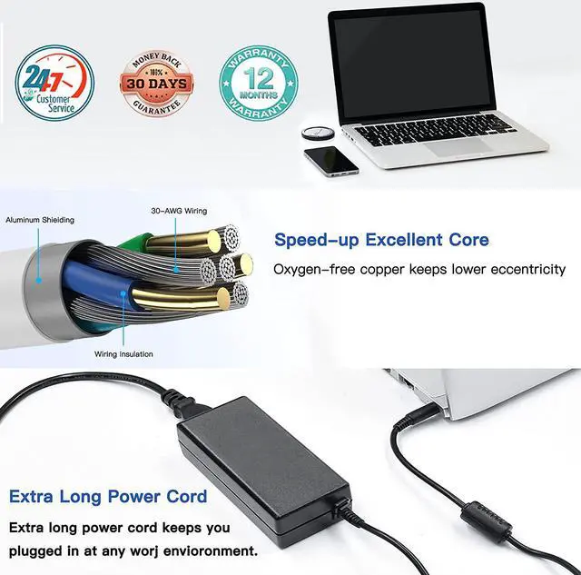 Alt view image 2 of 6 - BAJ 45W USB Type C Laptop Charger for Samsung Chromebook Plus Pro XE513C24 XE510C24 XE513C24-K01US Adapter Power Supply Cord