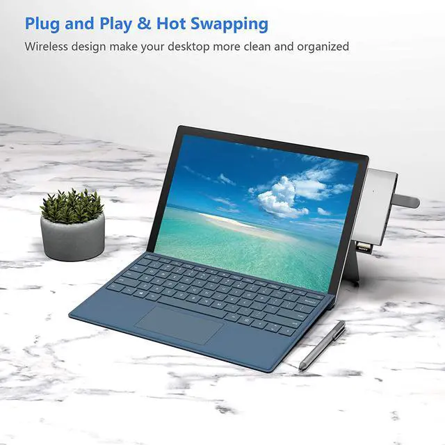 Alt view image 7 of 7 - Surface Pro 4/Pro 5/Pro 6 Docking Station USB Hub USB 3.0 Hub Adapter, SD & TF/Micro SD Memory Card Reader, 4K HDMI Port Converter Accessories for Microsoft Surface Pro 6/5/4