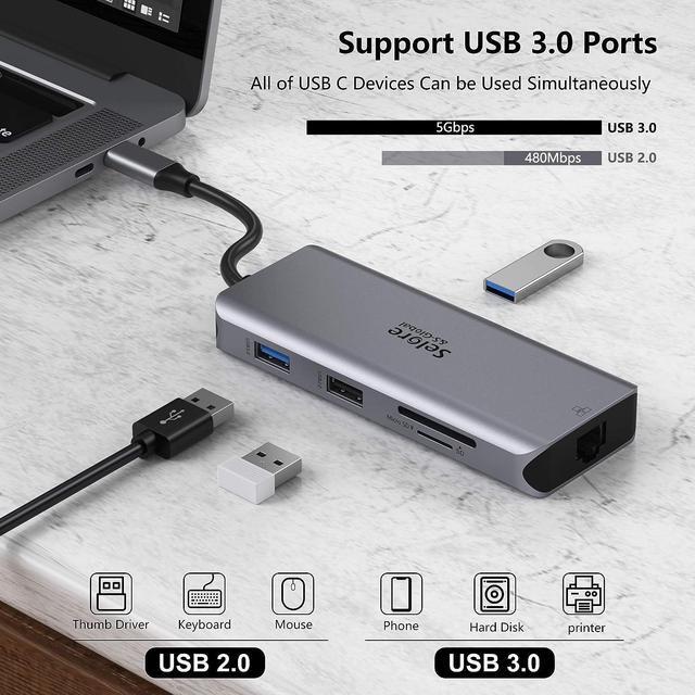 Alt view image 6 of 7 - USB C Docking Station Dual HDMI, 9 in 1 USB C Hub HDMI Adapter,Ethernet,2 USB 3.0,1 USB 2.0 and SD/TF Card Reader,100W PD,Laptop Docking Station Dual Monitor for MacBook/HP/Lenovo/Dell etc