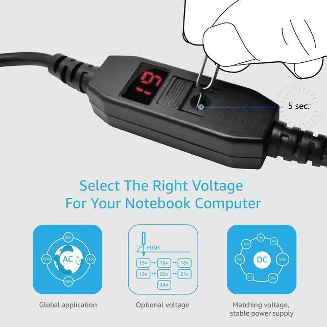 Alt view image 2 of 7 - Travel AC Adapter, 90W Laptop Charger, Power Converters, for Song Toshiba Acer Asus Lenovo HP Dell Samsung etc. Interchangeable AC Plugs for USA/EU/UK/AU Included Best for Universal Traveler.