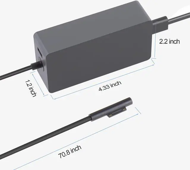 Alt view image 3 of 7 - Surface Book Charger, 102W 15V 6.33A Power Supply AC Adapter Charger for Microsoft Surface Book 2, Surface Pro 7/6/5/4/3, Surface Laptop 3/2, Surface Go, with 6.2ft Power Cord