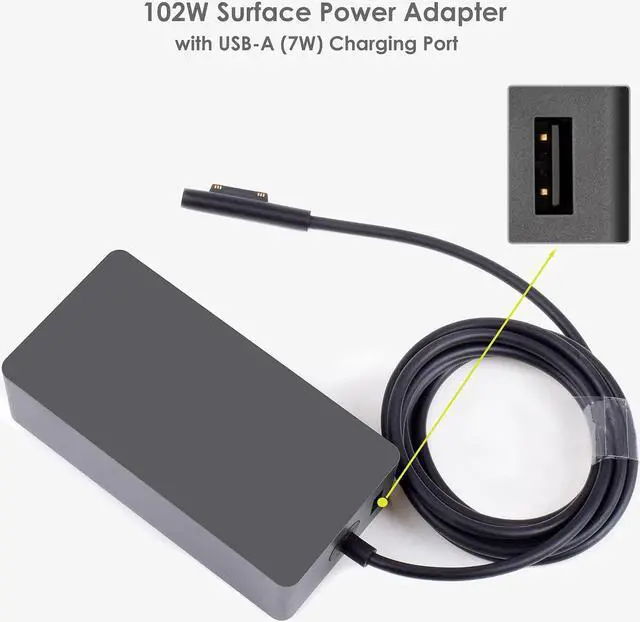 Alt view image 5 of 7 - Surface Book Charger, 102W 15V 6.33A Power Supply AC Adapter Charger for Microsoft Surface Book 2, Surface Pro 7/6/5/4/3, Surface Laptop 3/2, Surface Go, with 6.2ft Power Cord