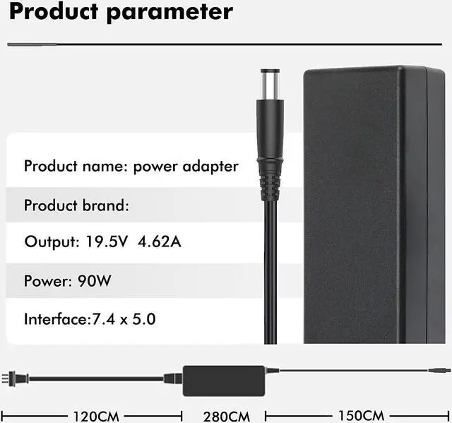 Alt view image 2 of 7 - DJW? 19.5v 4.62a 90W PA-3E AC Adapter Charger for Dell Latitude E5450 E5540 E5550 E6430 E6440 E7440,Dell Alienware M11x R1 R2 R3,Ins piron 11 14 14z 15R 17R N4010,Dell Vostro 1014 2420 2520 3360 3500