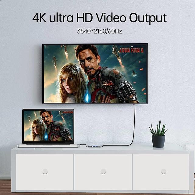 Alt view image 2 of 7 - HD-601 6 in 1 Universal USB C Laptop Docking Station 4K HDMI, SD&TF Card Reader, 87W PD3.0 Charging Port, 2 USB Port with Aluminium Alloy Shell for Windows/Mac/Apple/Dell/HP/Lenovo/Huawei
