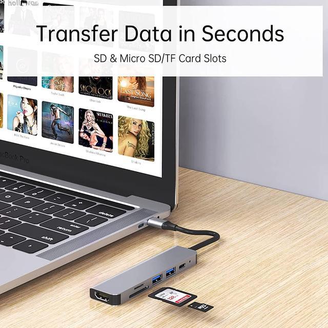 Alt view image 6 of 7 - HD-601 6 in 1 Universal USB C Laptop Docking Station 4K HDMI, SD&TF Card Reader, 87W PD3.0 Charging Port, 2 USB Port with Aluminium Alloy Shell for Windows/Mac/Apple/Dell/HP/Lenovo/Huawei