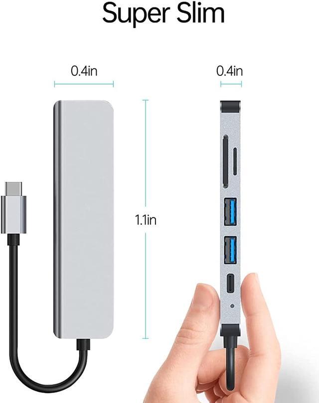 Alt view image 7 of 7 - HD-601 6 in 1 Universal USB C Laptop Docking Station 4K HDMI, SD&TF Card Reader, 87W PD3.0 Charging Port, 2 USB Port with Aluminium Alloy Shell for Windows/Mac/Apple/Dell/HP/Lenovo/Huawei