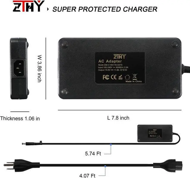Alt view image 4 of 7 - HP 230W Laptop Charger 19.5V 11.8A 7.4X5.0mm AC Adapter Power Supply for HP Zbook 15 G1 G2 17 G2 Omen 17-an000 17-AN013na 17-w109ng EliteBook 8560P 8540w 8740w 8750w ProBook 6360B 6465B 6570B