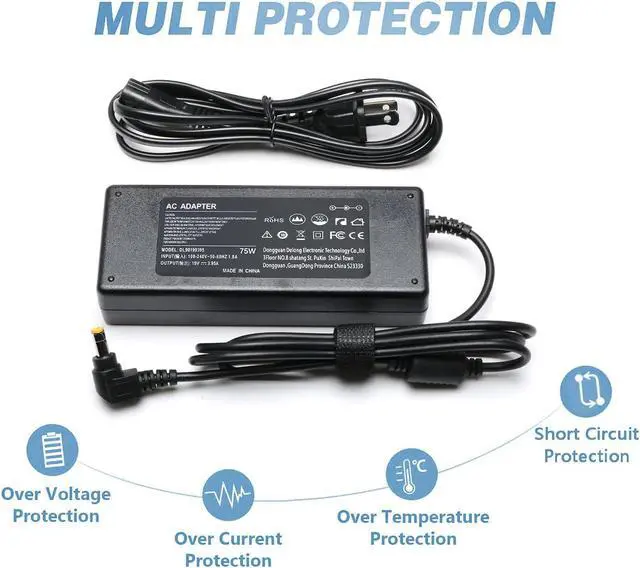 Alt view image 6 of 7 - 75W 19V 3.95A AC Adapter Laptop Charger for Toshiba Satellite PA-1750-04 PA-1750-09 C55 C55D C55T C55DT C55-A C55-B C55-C C50 C75 C75D C655 L655 L755 L755D L775 L855 DC Adapter Power Supply Cord