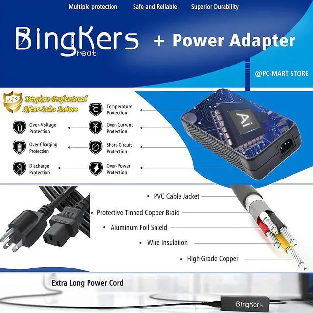 Alt view image 4 of 7 - New Replacement 330W 19.5V 16.9A Power AC Adapter Power Supply ADP-330AB B for 330W Clevo P370SM-A, P775DM3, MSI GT83VR GT73VR GT80, Asus ROG GX700VO-GC011T Computer 330w Power Supply 4 Holes