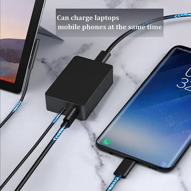 Alt view image 2 of 7 - 65W Laptop Charger Replacement for Microsoft Surface Pro 3 4 5 6 7 X Power Adapter,Surface Laptop 1 2 3,Compatible for Both Microsoft Surface Book Laptop/Tablet,Works with 65W&44W&36W&24W