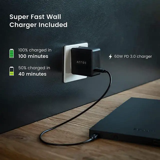 Alt view image 6 of 7 - ARROE App-Enabled Laptop Power Bank 20000mAh with Accessories: USB-C PD 60W Wall Charger, International Adaptor Plugs & Laptop Connectors - Smart Charging System for All Devices