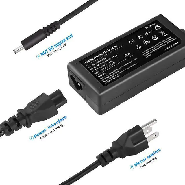 Alt view image 5 of 7 - AC Adapter Charger Replacement for Dell 15 P51F P25T P24T P57G P58F P69G P54G P28E P66F P20T P75F P60G P55F P30E P29G P89G P70F P64G P47F P35E P32E P63F P76G P83G P87G Power Supply Cord