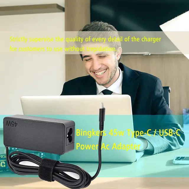 Alt view image 7 of 7 - 45W Type-C USB-C Laptop Charger Replacement for Lenovo 45w Yoga 910 C940 S940 730-13 Chromebook 100e 300e c330 500e C340 Charger ThinkPad E480 L590 T480 T580 T495 X1 Carbon 20XW 20XX Power Adapter