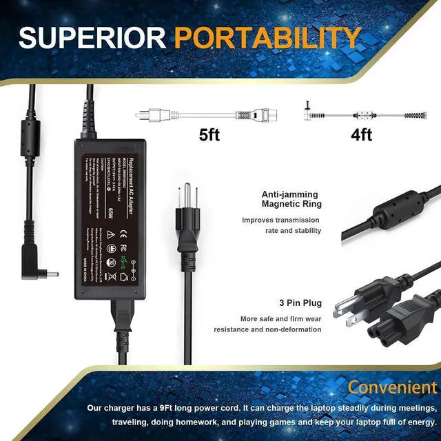 Alt view image 6 of 7 - A13-045N2A PA-1650-80 A11-065N1A PA-1450-26 N15q8 N16p1 N15Q9 AC Adapter Charger for Acer-Chromebook CB3 CB5 11 13 14 15 R11 R13 C731 C738T CB3-532 CB3-431 CB3-131 CB3-111 Power Supply Cord