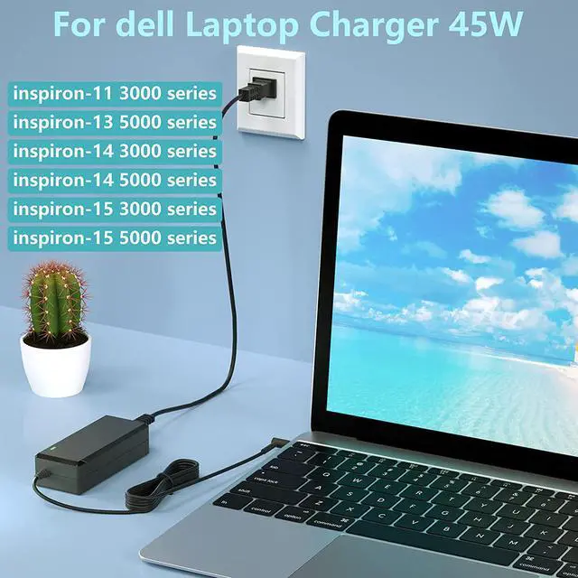 Alt view image 2 of 7 - VHBW for dell Laptop Charger 45Watt 4.5mm for dell-inspiron 15 14 13 11 5000 3000 Series 3551 3580 5401 5451 5551 5559 5570 5580 Charger 45w 19.5v 2.31a [UL Listed]