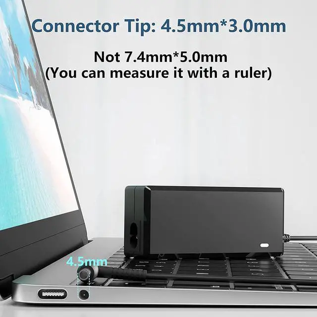 Alt view image 3 of 7 - VHBW for dell Laptop Charger 45Watt 4.5mm for dell-inspiron 15 14 13 11 5000 3000 Series 3551 3580 5401 5451 5551 5559 5570 5580 Charger 45w 19.5v 2.31a [UL Listed]
