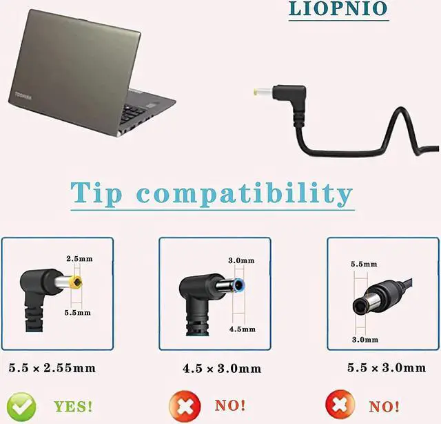 Alt view image 3 of 7 - LIOPNIO Laptop Charger AC Adapter for Toshiba Satellite C55 C55D C665 C50 C850 C855 C855D L655 L755 L745 P50 S55 ,Toshiba Portege Z930 Z830 Z30,Satellite Radius 15 14 11 Power Supply Cord