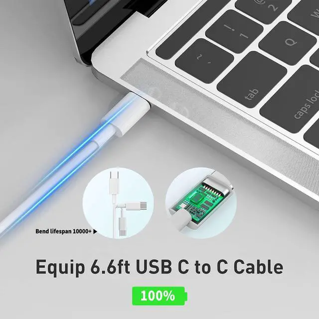 Alt view image 2 of 7 - Replacement for Mac Book Pro Charger, 87W USB C Air Charger Power Adapter Compatible with MacBook Pro 13,15 inch, New Mac Air 13 inch 2018-2020, iPad Pro 12.9, 11 and Other USB C Devices