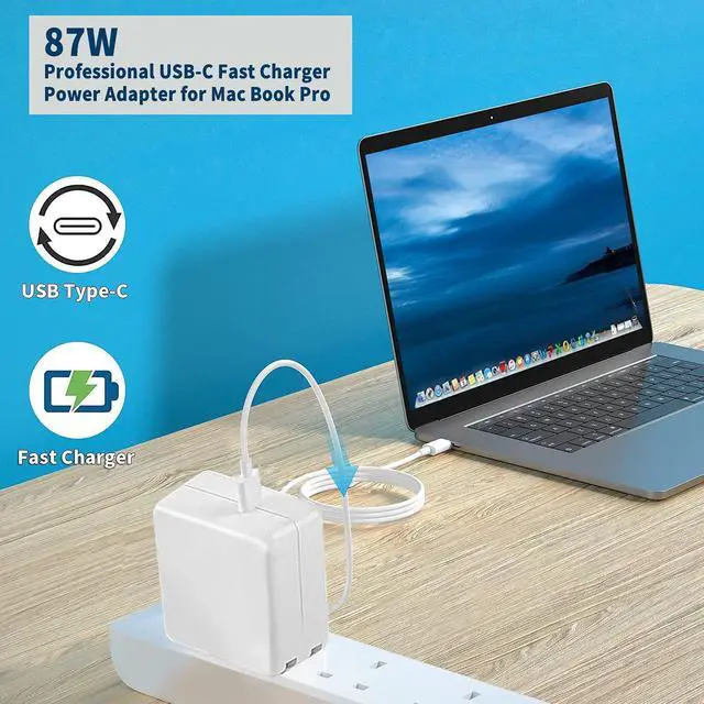 Alt view image 3 of 7 - Replacement for Mac Book Pro Charger, 87W USB C Air Charger Power Adapter Compatible with MacBook Pro 13,15 inch, New Mac Air 13 inch 2018-2020, iPad Pro 12.9, 11 and Other USB C Devices