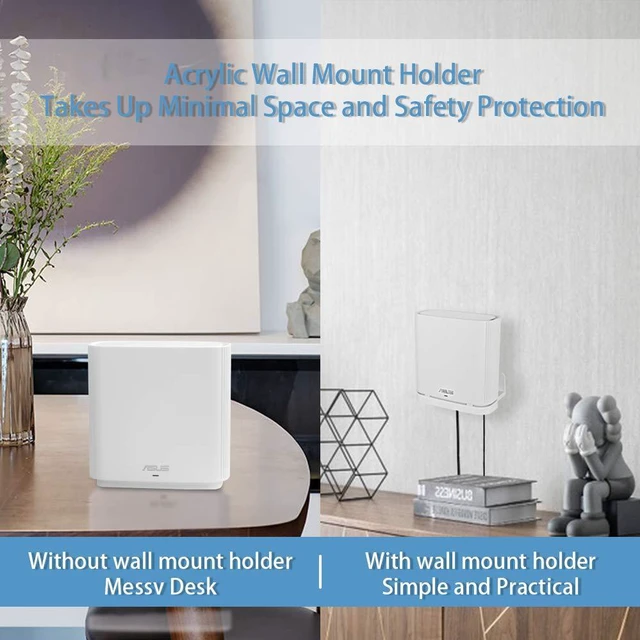 Alt view image 2 of 7 - Wall Mount Holder for ASUS ZenWiFi AX Whole-Home Tri-Band Mesh WiFi 6 System (XT8)(CT8)(XT9),Simple and Sturdy Wall Mount Holder Stand Bracket by (1 Pack, White)