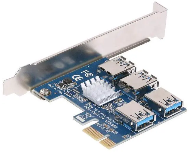 Main image of Vszerda 1 to 4 PCI Express 16X Slots Riser Card PCI-E 1X to External 4 PCI-E Slot Adapter PCIe Multiplier Card USB 3.0 Mining Special Riser Card for Bitcoin Miner