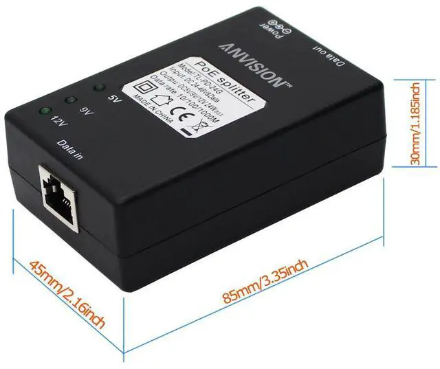 Alt view image 3 of 6 - Active Gigabit PoE Splitter Adapter with Multi-Size Tips, IEEE 802.3af Compliant, DC 5V 9V 12V Power Output, for IP Camera AP Voip Phone and More