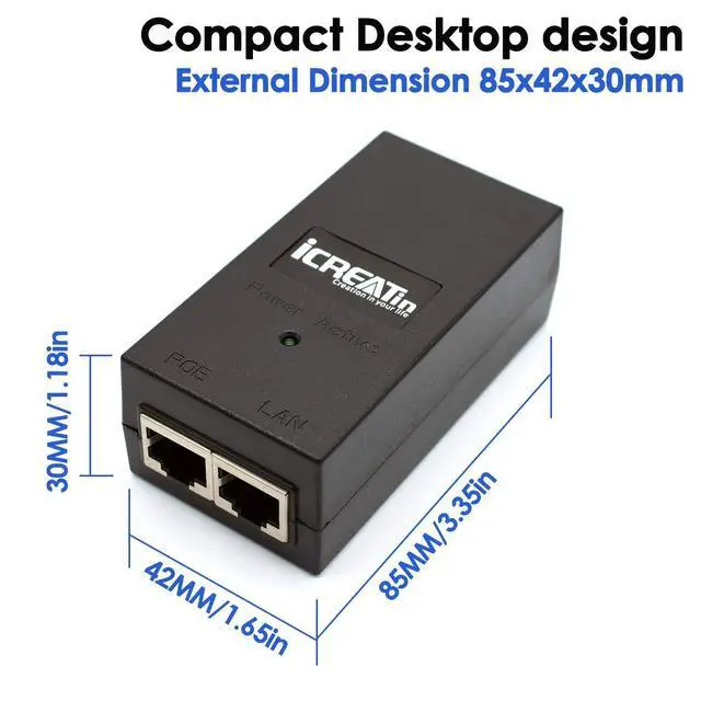 Alt view image 5 of 5 - Gigabit POE Injector, 48V 15.4W Power Over Ethernet, IEEE 802.3af Compliant, 10/100/1000Mbps, Compatible for TP-Link TL-POE150S, TRENnet TPE-113GI