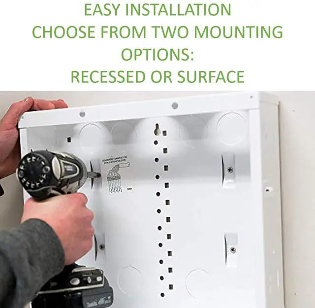 Alt view image 2 of 7 - Legrand - OnQ 14 Inch Cable Management, In-Wall 20-Gauge Media Box, Structured Wiring Enclosure with 2.5 Inch Openings for Wires, Glossy White, EN1400