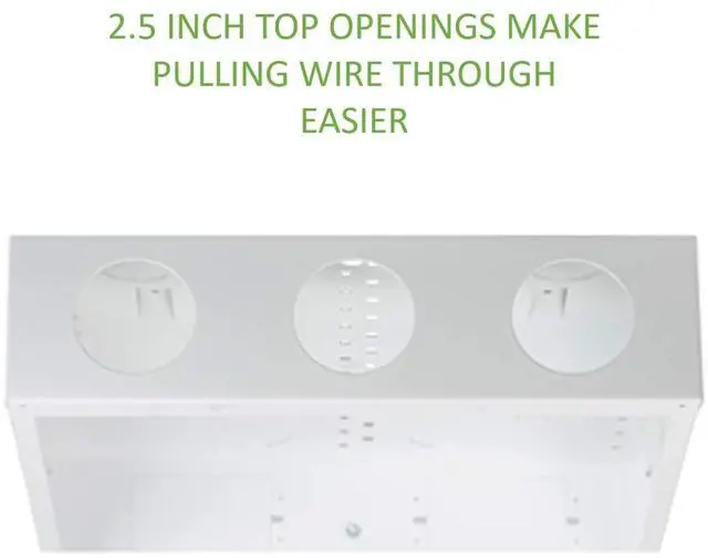 Alt view image 4 of 7 - Legrand - OnQ 14 Inch Cable Management, In-Wall 20-Gauge Media Box, Structured Wiring Enclosure with 2.5 Inch Openings for Wires, Glossy White, EN1400