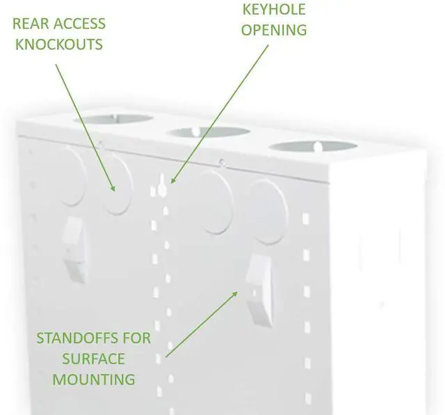 Alt view image 6 of 7 - Legrand - OnQ 14 Inch Cable Management, In-Wall 20-Gauge Media Box, Structured Wiring Enclosure with 2.5 Inch Openings for Wires, Glossy White, EN1400