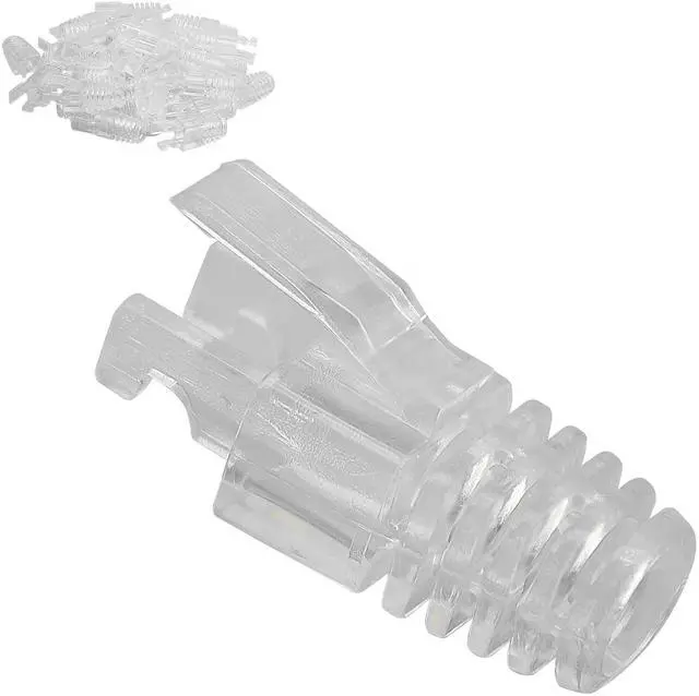 Main image of BUCIER 100 Pcs RJ45 CAT6 Strain Relief Boots Connector for Standard CAT6 CAT6A Ethernet Cable LAN Cable Connector Boot Cover for Various Diameter LAN Cable-Clear