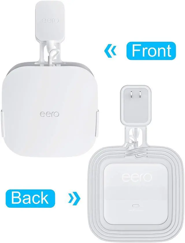 Alt view image 4 of 7 - 2 Pack Outlet Wall Mount Holder for eero Pro 6 and Pro 6E | Wall Mount Holder Stand Bracket for eero Pro 6E & Pro 6, Built-In Cord Storage and No-Drill Outlet Mounting