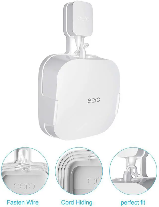 Alt view image 3 of 7 - 2 Pack Outlet Wall Mount Holder for eero Pro 6 and Pro 6E | Wall Mount Holder Stand Bracket for eero Pro 6E & Pro 6, Built-In Cord Storage and No-Drill Outlet Mounting