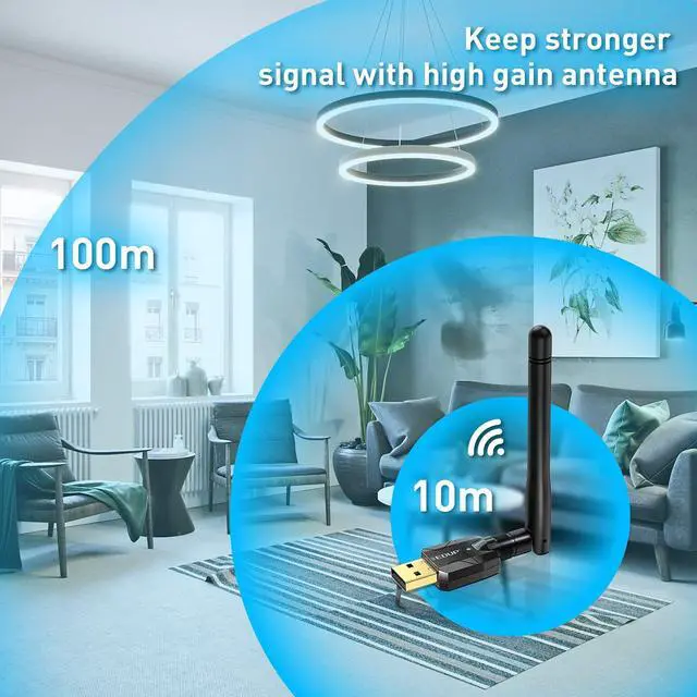 Alt view image 2 of 7 - Long Range USB Bluetooth 5.1 Adapter for PC USB Bluetooth Adapter Wireless Audio Dongle 328FT / 100M 5.1 Blue Tooth Transmitter Receiver for Desktop Laptop PC with Windows 11/10/8/8.1/7