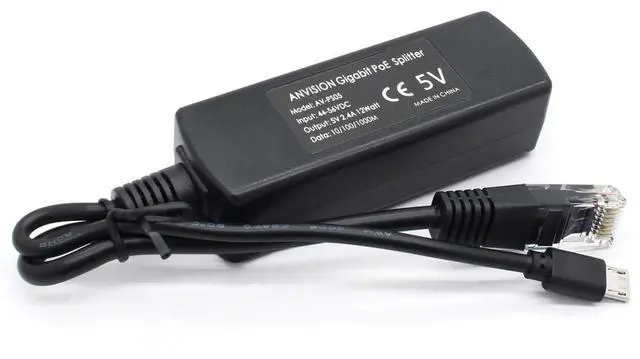 Alt view image 3 of 7 - 2-Pack Gigabit PoE Splitter, 48V to 5V 2.4A Micro USB Ethernet Adapter, Compatible with Raspberry Pi 3B+, IP Camera and More