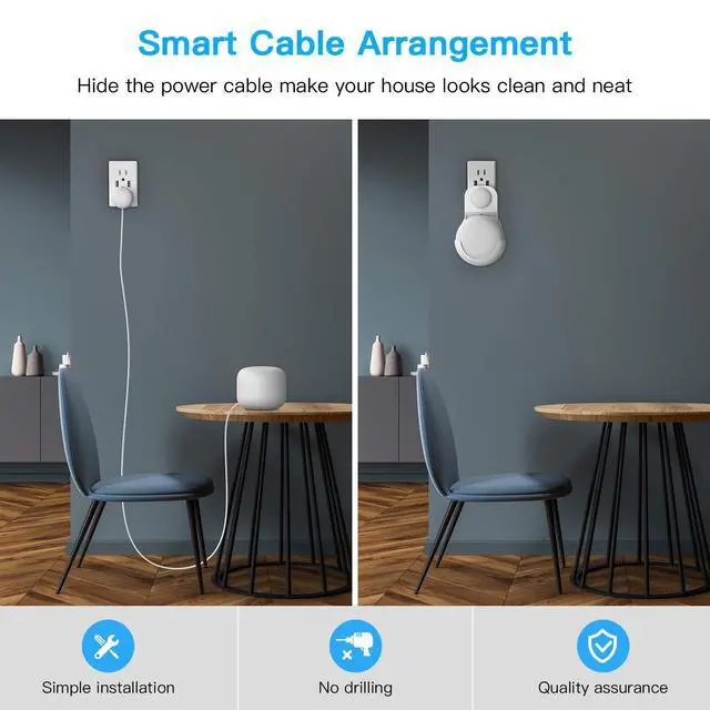 Alt view image 2 of 7 - Smart Home Outlet Wall Mount Only for Google Nest WiFi Router(2nd Generation) - Easy Installation and No Cord Clutter Holder Bracket for Google 4x4 AC2200 Nest Mesh Wi-Fi Router (2-Pack)