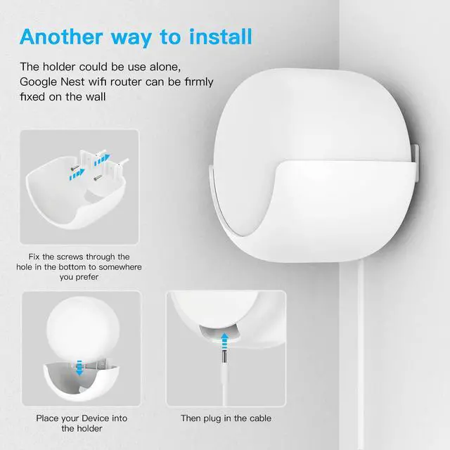 Alt view image 3 of 7 - Smart Home Outlet Wall Mount Only for Google Nest WiFi Router(2nd Generation) - Easy Installation and No Cord Clutter Holder Bracket for Google 4x4 AC2200 Nest Mesh Wi-Fi Router (2-Pack)