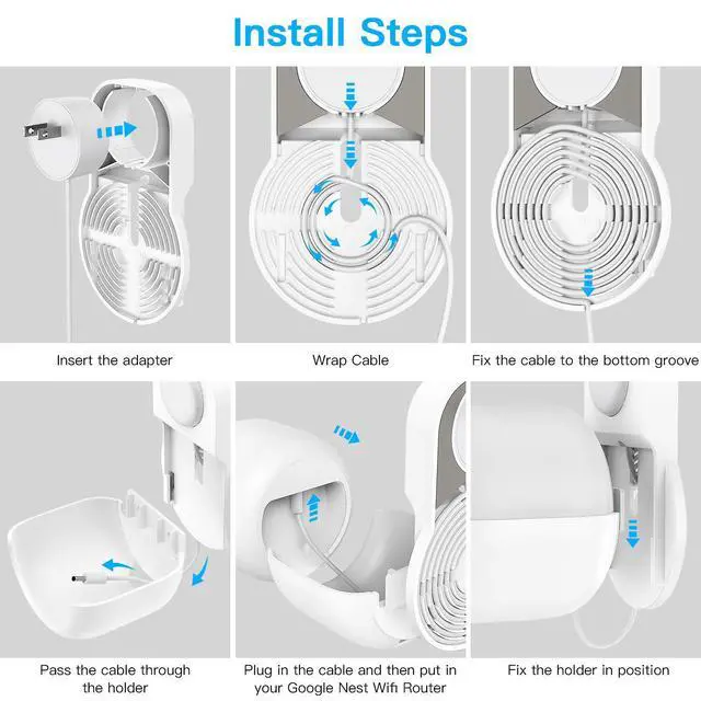 Alt view image 4 of 7 - Smart Home Outlet Wall Mount Only for Google Nest WiFi Router(2nd Generation) - Easy Installation and No Cord Clutter Holder Bracket for Google 4x4 AC2200 Nest Mesh Wi-Fi Router (2-Pack)