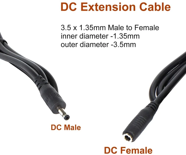 Alt view image 3 of 5 - 10ft DC Power Adapter Extension Cable 3.5mm x 1.35mm Male to Female | 3.5mm DC 5 V 5V Power Adapter Plug Extension Cord for DC Power Supply / CCTV Security Camera