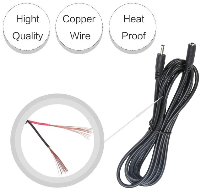 Alt view image 4 of 5 - 10ft DC Power Adapter Extension Cable 3.5mm x 1.35mm Male to Female | 3.5mm DC 5 V 5V Power Adapter Plug Extension Cord for DC Power Supply / CCTV Security Camera
