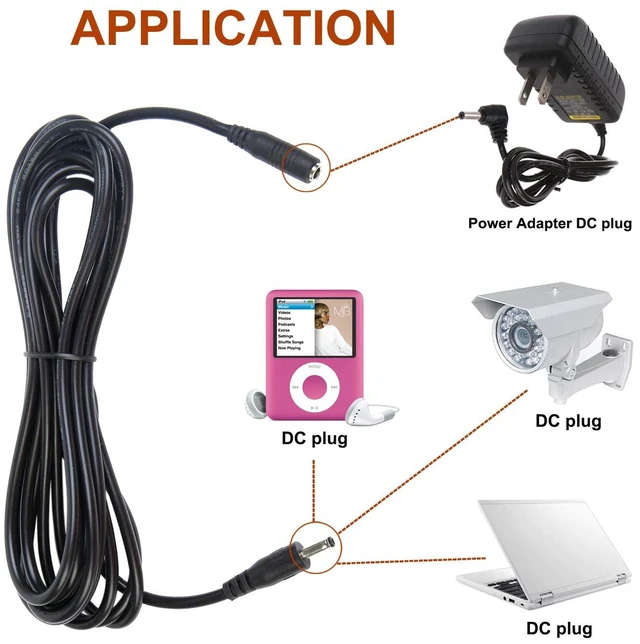 Alt view image 5 of 5 - 10ft DC Power Adapter Extension Cable 3.5mm x 1.35mm Male to Female | 3.5mm DC 5 V 5V Power Adapter Plug Extension Cord for DC Power Supply / CCTV Security Camera