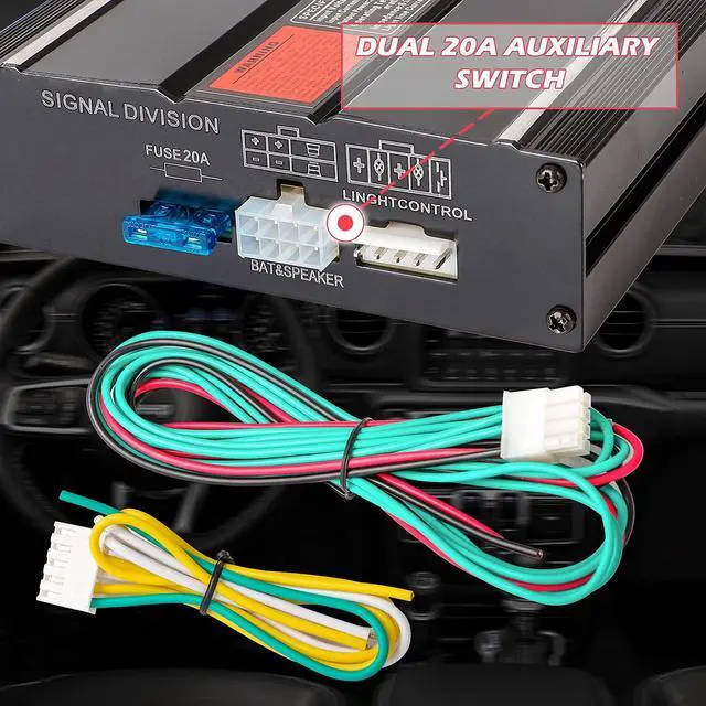 Alt view image 6 of 7 - Wireless Police Siren 20 Tones 130 DB 200 Watt Remote Control | Emergency Siren for Car Truck Vehicles, Dual 20A Auxiliary Switch, 15M Control Range, PA System Speaker Horn USB Rechargeable