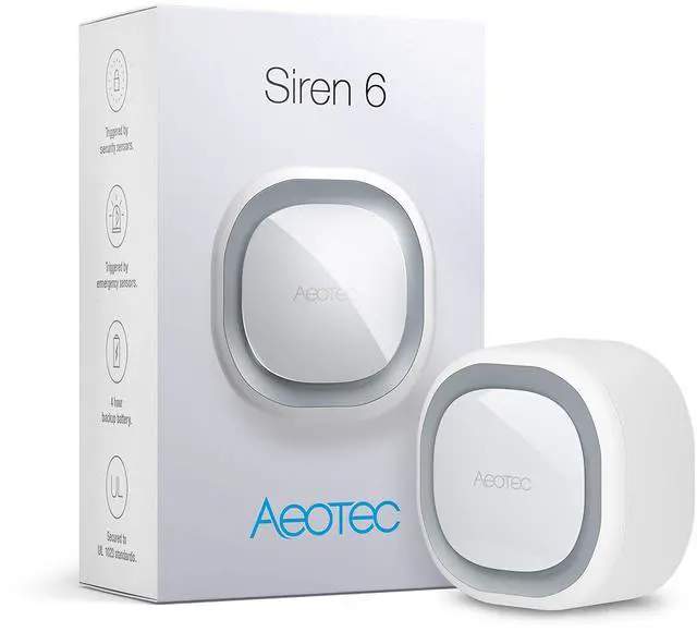 Main image of Siren 6, Z-Wave Plus S2 Enabled Zwave Siren Safety Speaker, Wall-Mounted Sound & Light Security Intruder Zwave Alarm with Backup Battery, 110dB