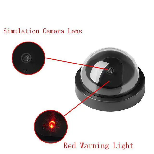 Alt view image 5 of 7 - Black Dome Fake Dummy Security CCTV Camera Waterproof IR LED Flashing Red Light Outdoor Indoor Surveillance