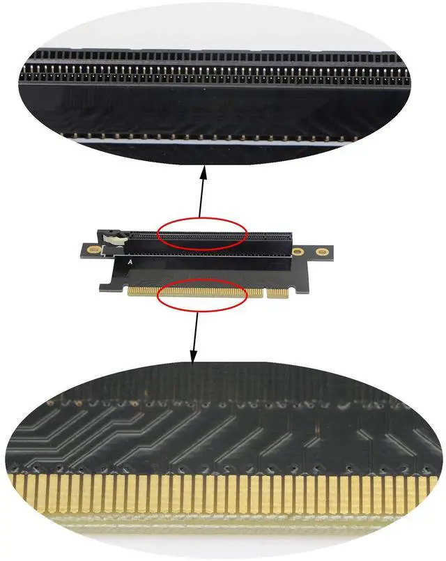 Alt view image 4 of 5 - BUCIER Pci-E 16x Riser Card,PCI Express 3.0 16X Extension Cable 90 Degree High Speed Riser Card
