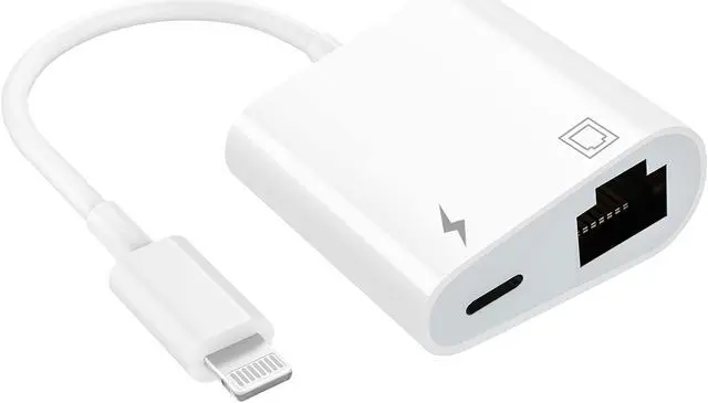 Main image of MFi Certified Lightning to Ethernet Adapter - 2 in 1 RJ45 Ethernet LAN Network Adapter with Charge Port for iPhone/iPad/iPod, Plug and Play, Supports 100Mbps Network