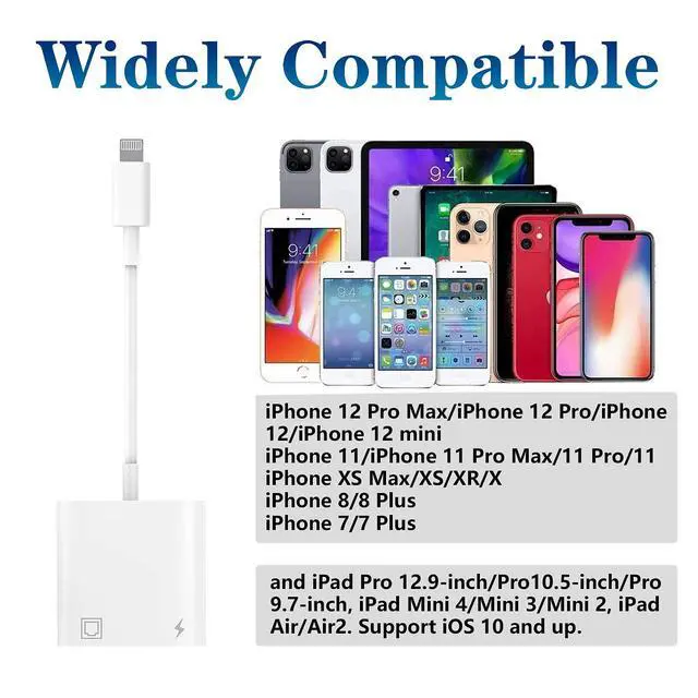 Alt view image 5 of 7 - MFi Certified Lightning to Ethernet Adapter - 2 in 1 RJ45 Ethernet LAN Network Adapter with Charge Port for iPhone/iPad/iPod, Plug and Play, Supports 100Mbps Network