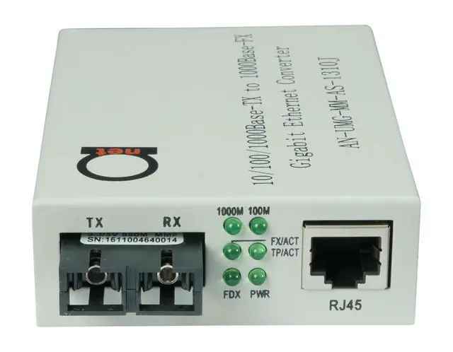 Alt view image 7 of 7 - Multimode Gigabit Fiber Media Converter - Built-In Fiber Module 2 km (1.24 miles) SC to UTP Cat5e Cat6 10/100/1000 RJ-45 Auto Sensing Gigabit or Fast Ethernet Speed - Jumbo Frame - LLF Support