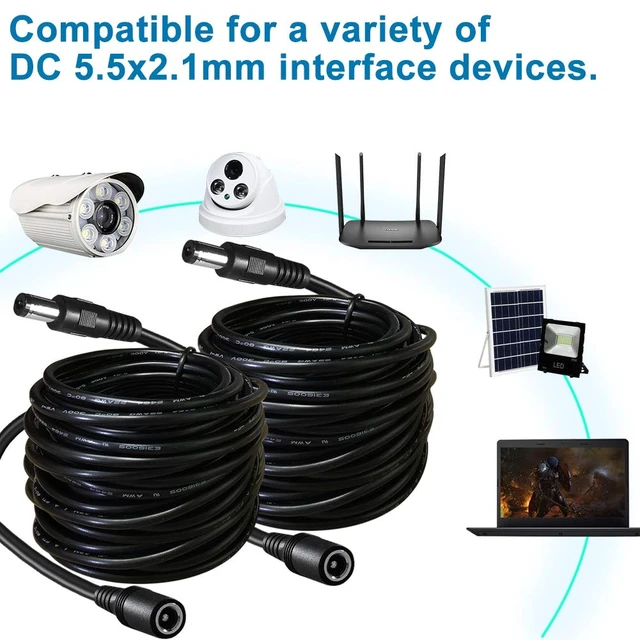 Alt view image 5 of 5 - 2-Pack 20FT DC Power Extension Cord 5.5mm x 2.1mm,12v DC Power Supply Adapter for CCTV Security IP Camera Surveillance Indoor Dvr Standalone LED Strip,Car,12 Volt Male to Female Plug Cable