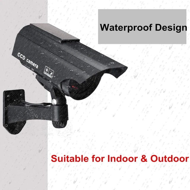 Alt view image 5 of 6 - Dummy Solar Security Camera, Bullet Fake Surveillance System with Realistic Red Flashing Lights and Warning Sticker Indoor Outdoor (1, Black)